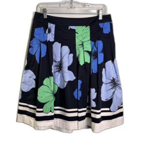 Talbots Floral Skirt A Line Bold Large Print Size 8 Pleated Cotton